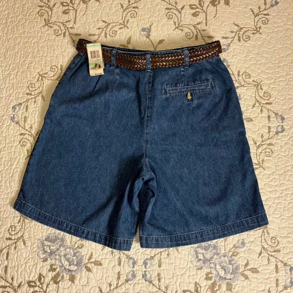 Karen Scott Denim Bermuda Shorts Womens 8 Blue New Vintage High Waist Pleated